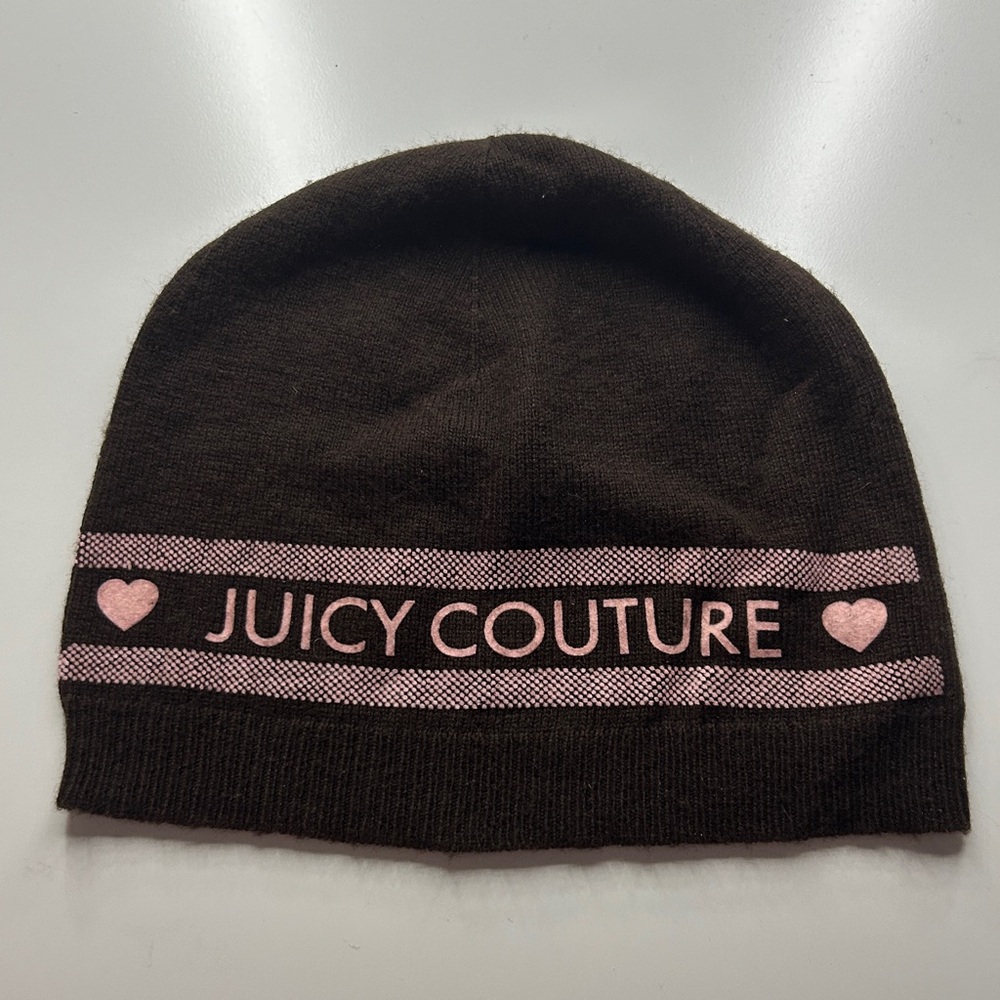 Vintage Juicy Couture Brown and Pink Beanie